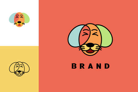 Dog head icon, colorful with outline design concept, vector flat icon.のイラスト素材