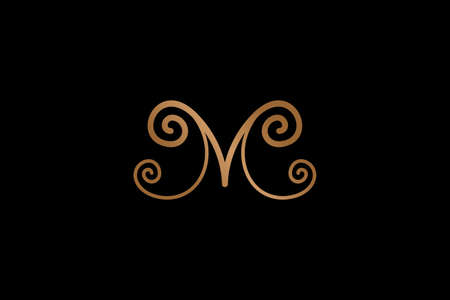 Monogram letter M  ornament motif style design concept, luxury premium brand identity.のイラスト素材