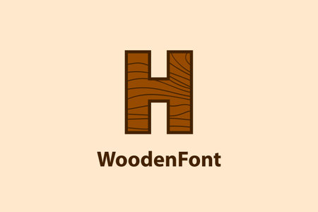 Abstract letter H logo with wood grain texture design concept. modern and creative logo design.のイラスト素材