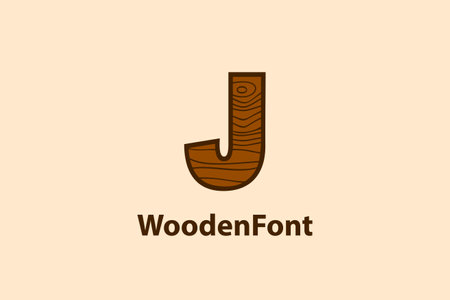 Abstract letter J logo with wood grain texture design concept. modern and creative logo design.のイラスト素材