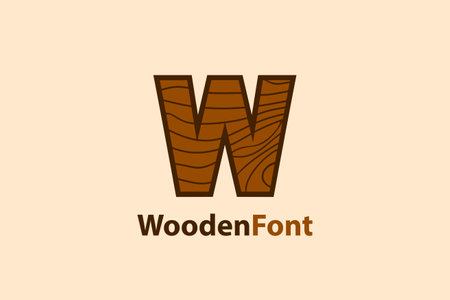 Abstract letter W logo with wood grain texture design concept. modern and creative logo design.のイラスト素材