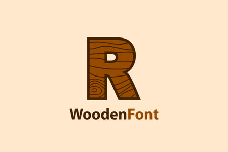 Abstract letter R logo with wood grain texture design concept. modern and creative logo design.のイラスト素材