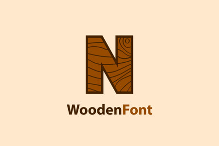 Abstract letter N logo with wood grain texture design concept. modern and creative logo design.のイラスト素材
