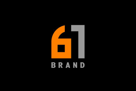 Creative and modern number 61 logo design concept template, isolated on black background.のイラスト素材
