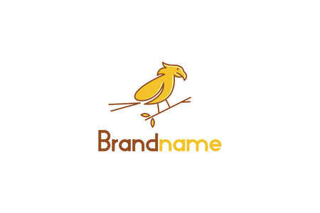 Bird on a branch, perch bird logo design.のイラスト素材