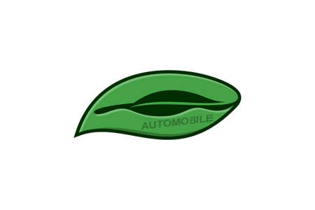 Automobile Leaf Logo. Abstract leaf with car design concept, modern simple and unique logo.のイラスト素材