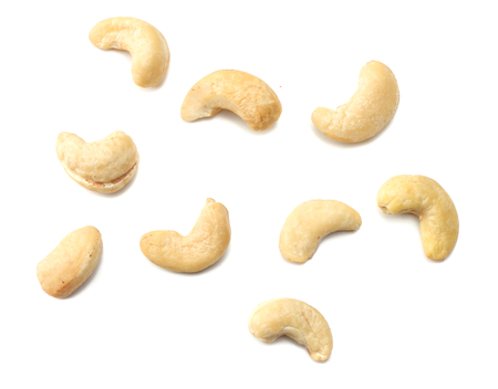cashew isolated on white background top viewの写真素材