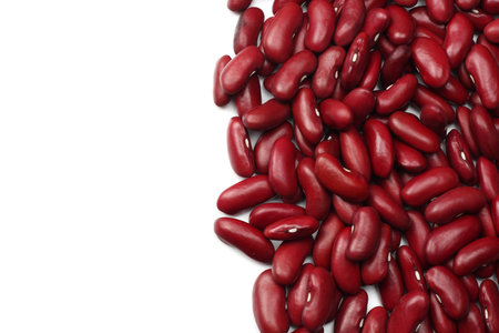 red kidney beans isolated on white background. top view