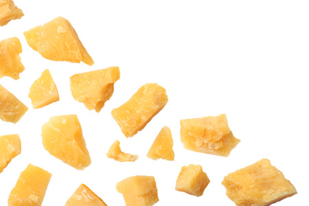 parmesan cheese isolated on a white background top viewの写真素材