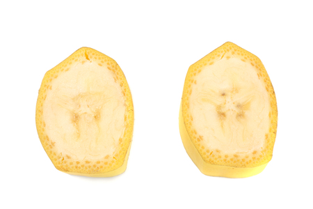 fresh sliced banana isolated on white background. Healthy food. Top viewの写真素材