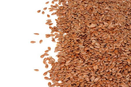flax seeds isolated on white background. flaxseed or linseed. Cereals. top viewの写真素材