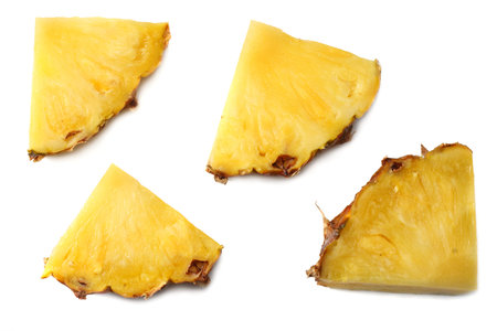 pineapple slices isolated on white background top view