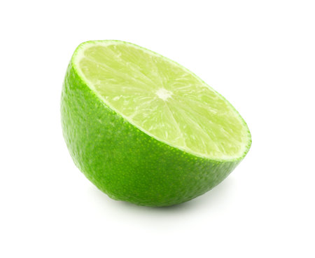 sliced lime isolated on white background