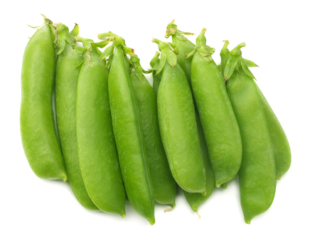 fresh green peas isolated on white background. top viewの写真素材