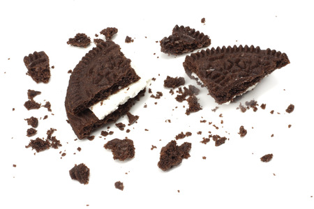 chocolate biscuits isolated on a white backgroundの写真素材