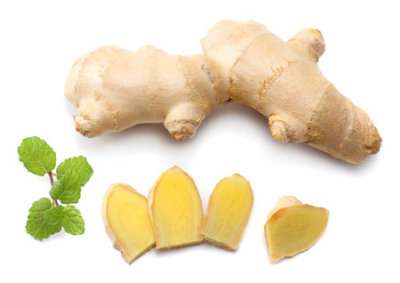 ginger isolated on white background close up