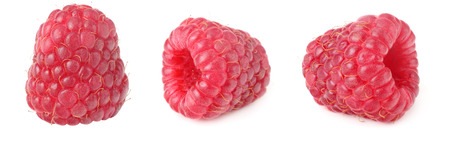 raspberry collection. healthy background. one raspberry isolated on white background macroの写真素材