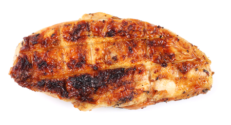 Grilled chicken fillet isolated on white backgroundの写真素材