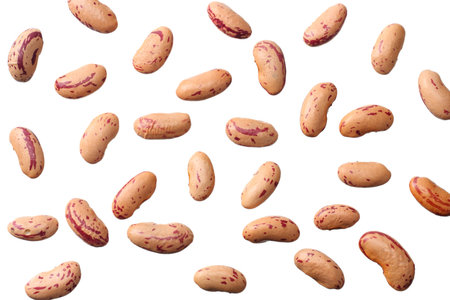 red kidney beans isolated on white background. top view