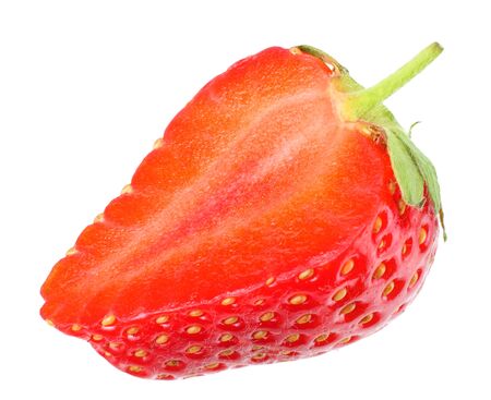 Sliced strawberry isolated on a white backgroundの写真素材