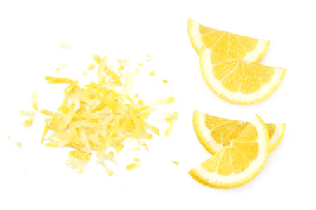 lemon zest isolated on white background. healthy food