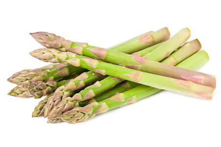 Fresh green asparagus isolated on white backgroundの写真素材