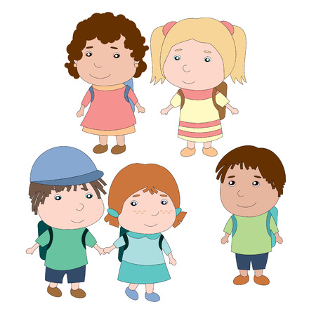 Group of School Children.のイラスト素材