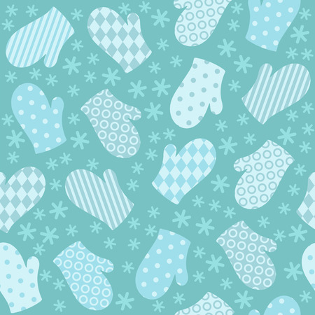 Winter mittens. Christmas and New Year seamless patternのイラスト素材