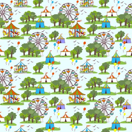 Funfair. Summer. Vector seamless pattern.のイラスト素材
