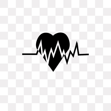 Heart beat vector icon isolated on transparent background, Heart beat logo conceptのイラスト素材