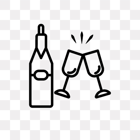 Champagne vector icon isolated on transparent background, Champagne logo conceptのイラスト素材