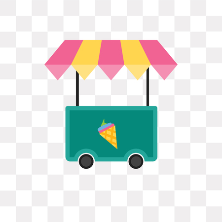 Ice cream cart vector icon isolated on transparent background, Ice cream cart logo conceptのイラスト素材