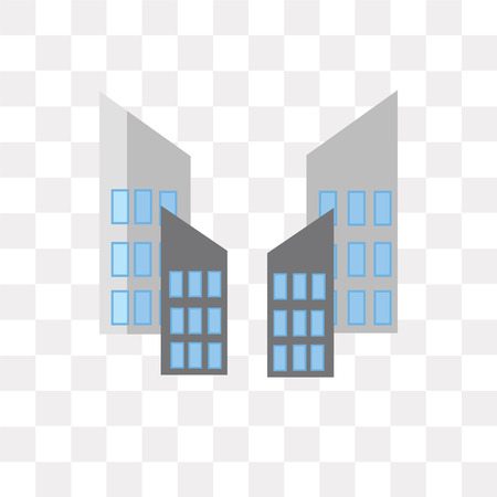 Skyscraper vector icon isolated on transparent background, Skyscraper logo conceptのイラスト素材
