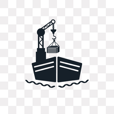 Cargo ship vector icon isolated on transparent background, Cargo ship logo conceptのイラスト素材