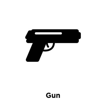 Gun icon vector isolated on white background, logo concept of Gun sign on transparent background, filled black symbolのイラスト素材