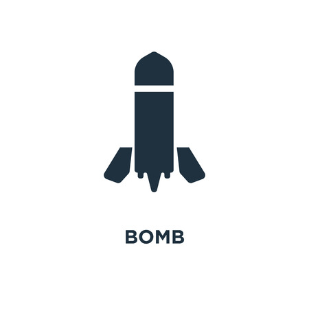Bomb icon. Black filled vector illustration. Bomb symbol on white background. Can be used in web and mobile.のイラスト素材