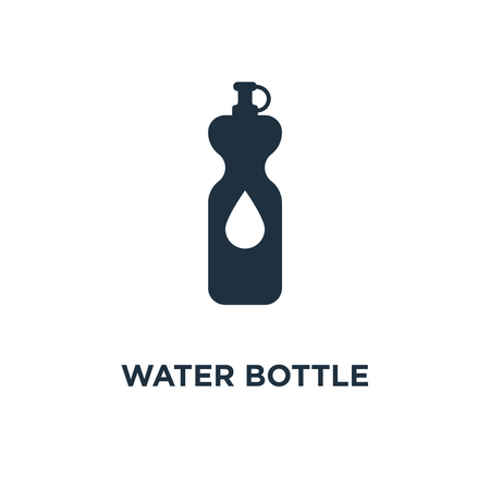 Water bottle icon. Black filled vector illustration. Water bottle symbol on white background. Can be used in web and mobile.のイラスト素材