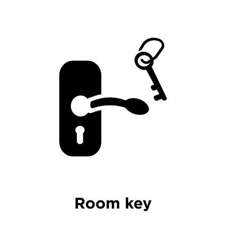 Room key icon vector isolated on white background, logo concept of Room key sign on transparent background, filled black symbolのイラスト素材