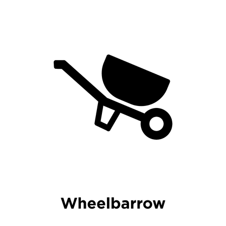 Wheelbarrow icon vector isolated on white background, logo concept of Wheelbarrow sign on transparent background, filled black symbolのイラスト素材