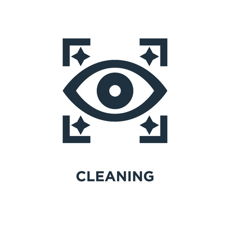 Cleaning icon. Black filled vector illustration. Cleaning symbol on white background. Can be used in web and mobile.のイラスト素材