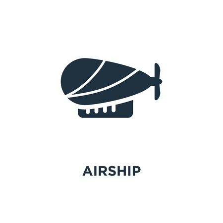 Airship icon. Black filled vector illustration. Airship symbol on white background. Can be used in web and mobile.のイラスト素材