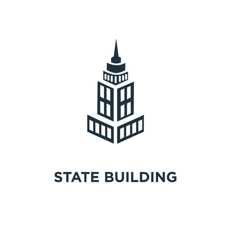 State Building icon. Black filled vector illustration. State Building symbol on white background. Can be used in web and mobile.のイラスト素材