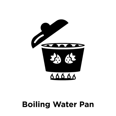Boiling Water Pan icon vector isolated on white background, logo concept of Boiling Water Pan sign on transparent background, filled black symbolのイラスト素材