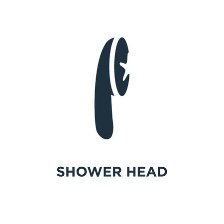 Shower Head icon. Black filled vector illustration. Shower Head symbol on white background. Can be used in web and mobile.のイラスト素材