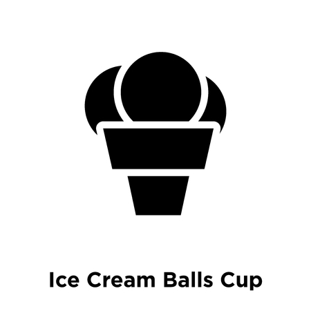 Ice Cream Balls Cup icon vector isolated on white background, logo concept of Ice Cream Balls Cup sign on transparent background, filled black symbolのイラスト素材