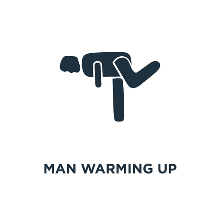 Man Warming Up icon. Black filled vector illustration. Man Warming Up symbol on white background. Can be used in web and mobile.のイラスト素材