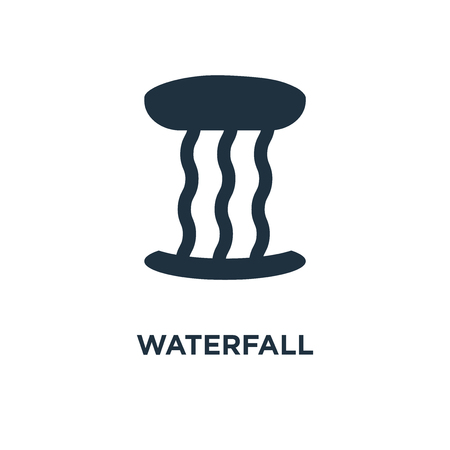 Waterfall icon. Black filled vector illustration. Waterfall symbol on white background. Can be used in web and mobile.のイラスト素材