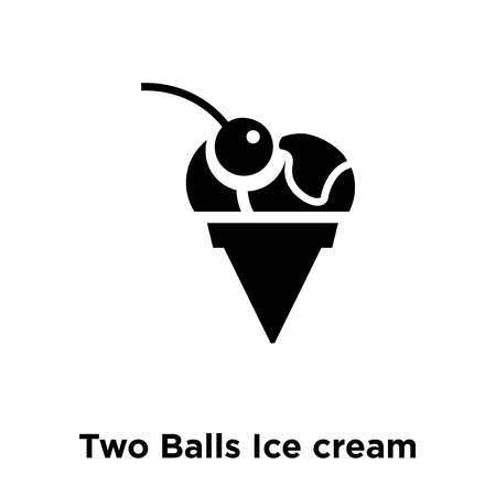 Two Balls Ice cream Cone icon vector isolated on white background, logo concept of Two Balls Ice cream Cone sign on transparent background, filled black symbolのイラスト素材