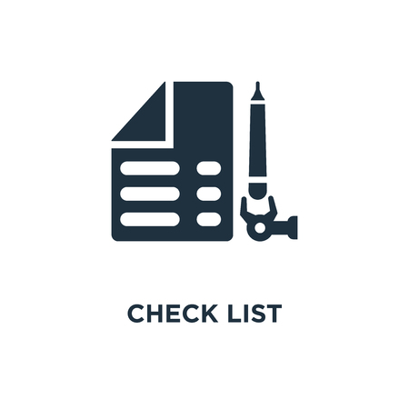 Check list icon. Black filled vector illustration. Check list symbol on white background. Can be used in web and mobile.のイラスト素材