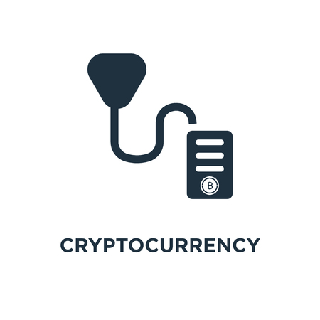 Cryptocurrency icon. Black filled vector illustration. Cryptocurrency symbol on white background. Can be used in web and mobile.のイラスト素材